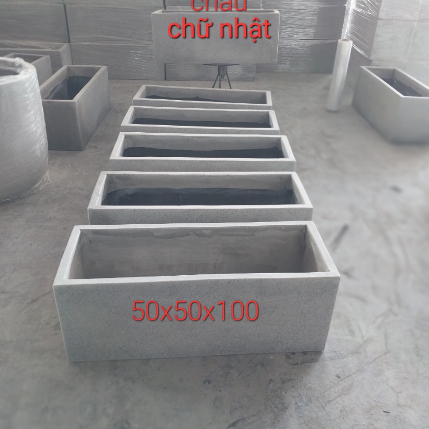 Chậu xi măng đá mài chữ nhật