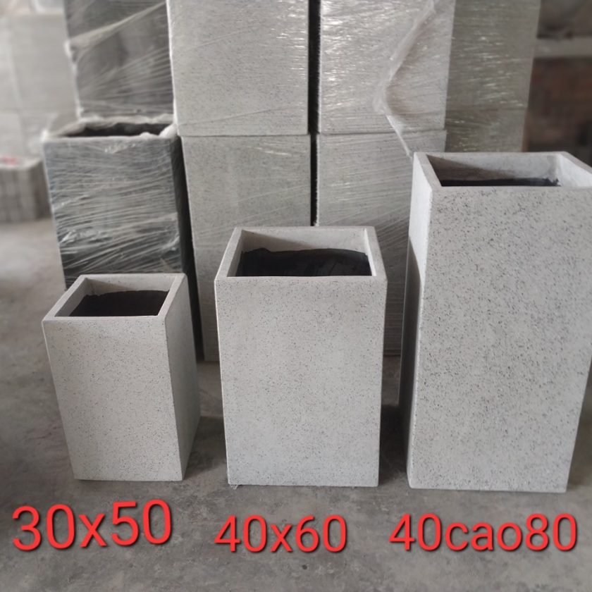 Chậu xi măng đá mài vuông trụ