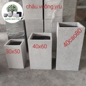 Chậu xi măng đá mài vuông trụ